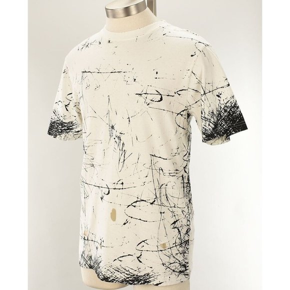 HAN KJOBENHAVN Off White Stroke Shadow Artwork Crew Neck T Shirt SMALL NWT